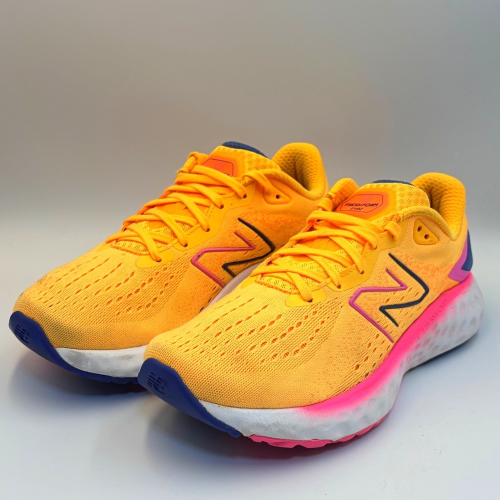 New Balance Fresh Foam Evoz V2 Womens 9 Orange Pink Blue Running Shoes Vibrant